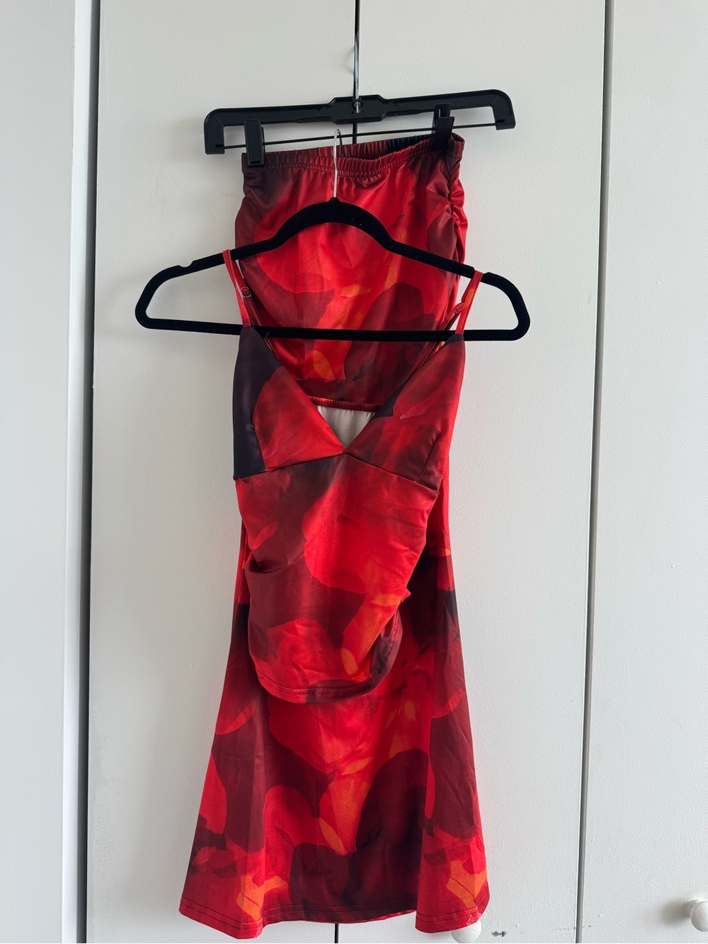 Red Floral A-Line Skirt Set